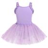 Ballet Leotard with Tutu Skirt for Girls Dance Gymnastics Ruffle Camisole Criss Cross Back Bodysuit Kids Sparkly Butterfly Classic Basic Leotard Training Outfit Ballerina Violet 9-10 Years