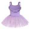 Ballet Leotard with Tutu Skirt for Girls Dance Gymnastics Ruffle Camisole Criss Cross Back Bodysuit Kids Sparkly Butterfly Classic Basic Leotard Training Outfit Ballerina Violet 9-10 Years view 2