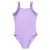 Ballet Leotard with Tutu Skirt for Girls Dance Gymnastics Ruffle Camisole Criss Cross Back Bodysuit Kids Sparkly Butterfly Classic Basic Leotard Training Outfit Ballerina Violet 9-10 Years view 3
