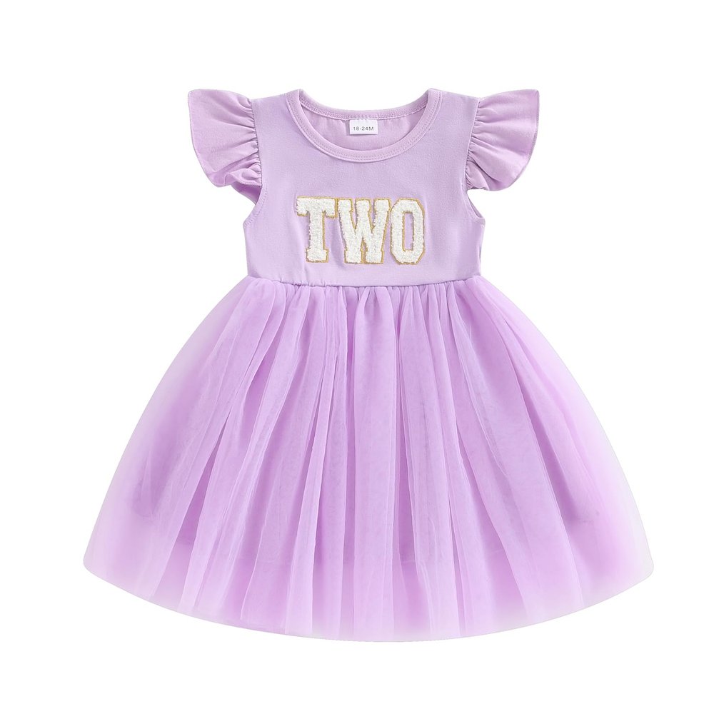 Baby Girls My 1st Birthday Outfits One Romper Two/Three Tutu Skirt Ruffle Embroidery Letter Summer Clothes(18-24 Months, Purple-Two)