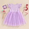 Baby Girls My 1st Birthday Outfits One Romper Two/Three Tutu Skirt Ruffle Embroidery Letter Summer Clothes(18-24 Months, Purple-Two) view 4