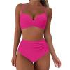 IWIHMIV Womens Bathing Suit Bikini Set for Women Womens Swimsuit Bathing Suit Women High Waisted Swimsuit Bathing Suit(Z1-Hot Pink,Small) view 1