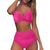 IWIHMIV Womens Bathing Suit Bikini Set for Women Womens Swimsuit Bathing Suit Women High Waisted Swimsuit Bathing Suit(Z1-Hot Pink,Small) view 3