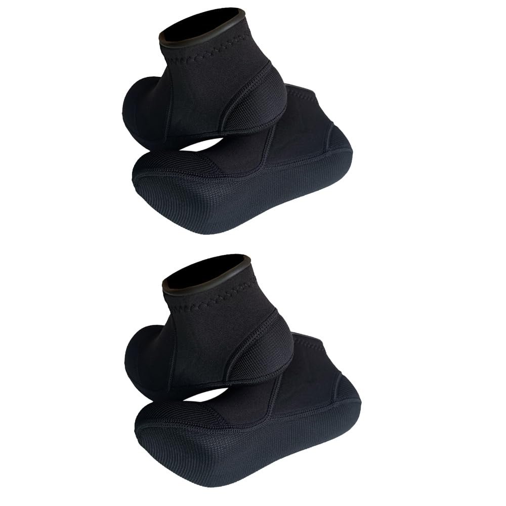 MYLEDI 2 Pairs Unisex Shorty Neoprene 3mm Wetsuit Socks for Snorkeling Swim Fins Scuba Diving Kayaking Surfing Beach Sports (Black+Black, XL)