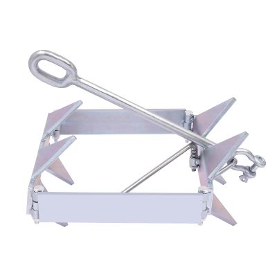 Galvanized Steel Boat Anchor, 13LBS Foldable Boat Slide Box Anchor, Silver Square Boat Sliding Cube Anchor, Heavy Duty Marine Grade Anchor for Pontoon, Fishing Boats, Sport Boats, Sailboats
