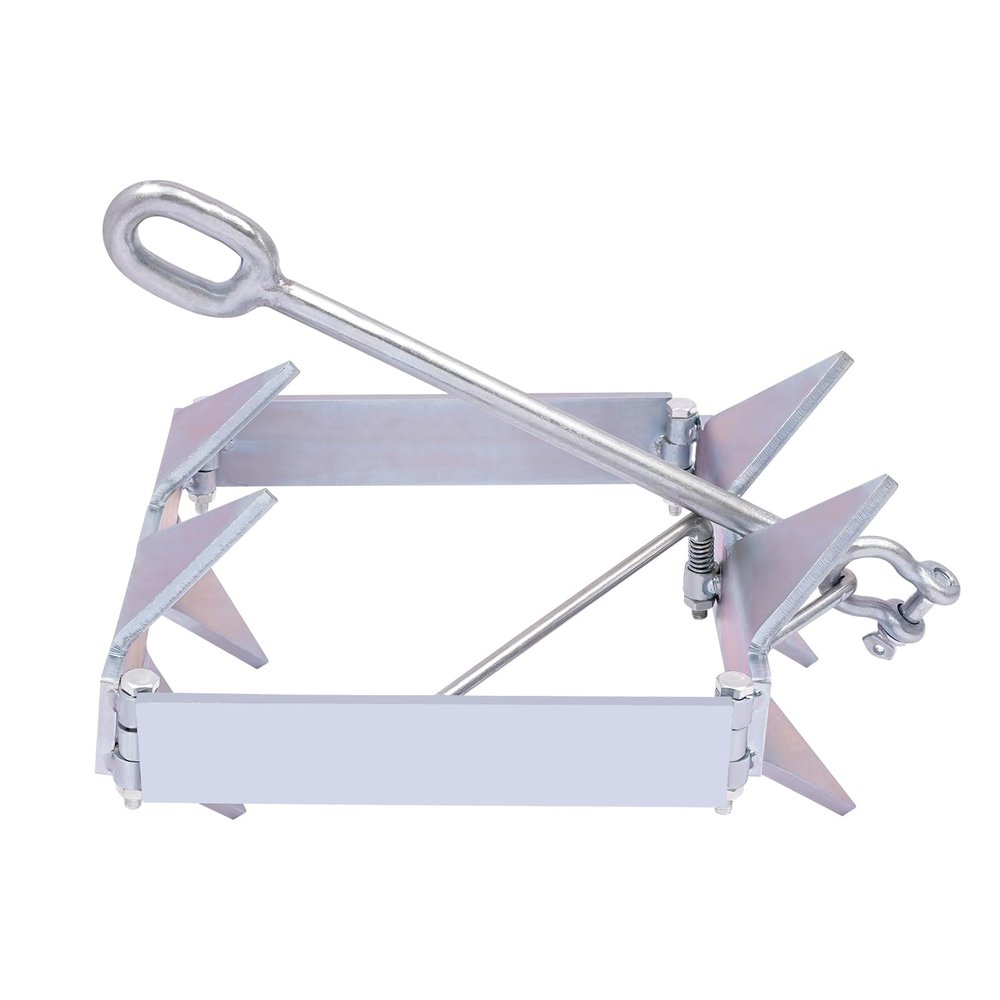 Galvanized Steel Boat Anchor, 13LBS Foldable Boat Slide Box Anchor, Silver Square Boat Sliding Cube Anchor, Heavy Duty Marine Grade Anchor for Pontoon, Fishing Boats, Sport Boats, Sailboats