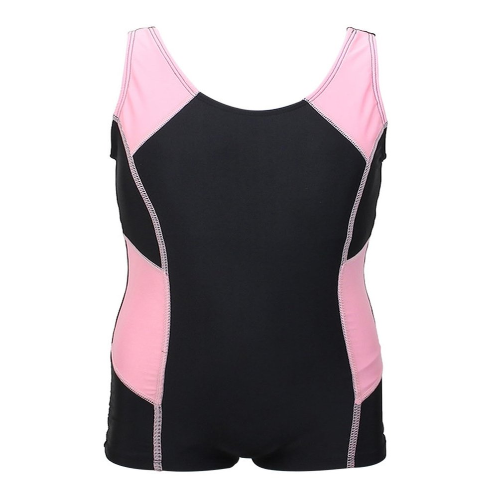 Sxiwei Kids Girls One Piece Athletic Surfing Bodysuit Sleeveless Beach Surfing Jumpsuit Bathing Suit Black&Pink 7-8 Years