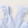 YOUNGER TREE Toddler Baby Girl Dress Summer Outfits Stripe Flutter Sleeve Smocked Dress Kids Causal Boho Dresses Clothes (6-7T, Toddler Blue Stripe Dress) view 2
