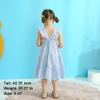 YOUNGER TREE Toddler Baby Girl Dress Summer Outfits Stripe Flutter Sleeve Smocked Dress Kids Causal Boho Dresses Clothes (6-7T, Toddler Blue Stripe Dress) view 4