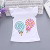 AMIMOJY Baby Girls' Toddler Summer Outfit Lollipop Floral Print T-shirt Tops and Shorts Casual Kids 2Pcs Clothes Set (White, 3-4T) view 3