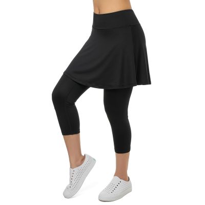 Xioker Women Athletic Skirts with Leggings,Skirted Leggings Skorts with Pockets(Black 3XL)