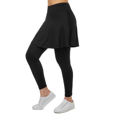 Xioker Women Skirted Full Length Leggings with Pockets,Tennis Skorts Skirts with Leggings Yoga Skorts(Black Full Length 4XL)