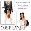 COSEARTUME Big Therian Fox Tail Cosplay Real Fur Wolf Tails Keychain Halloween Fox Costume Accessories for Kids Adult Yellow view 4