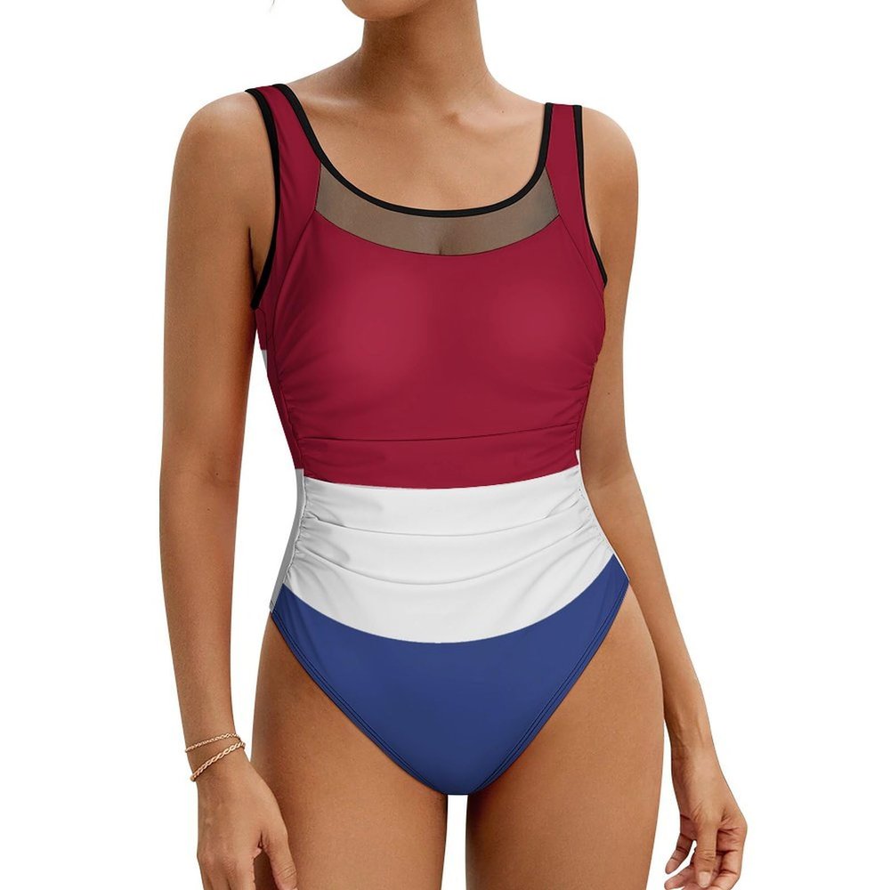 Fattyeery Women's Elegant Casual Swimsuit Netherlands Flag One-Piece Swimwear XL