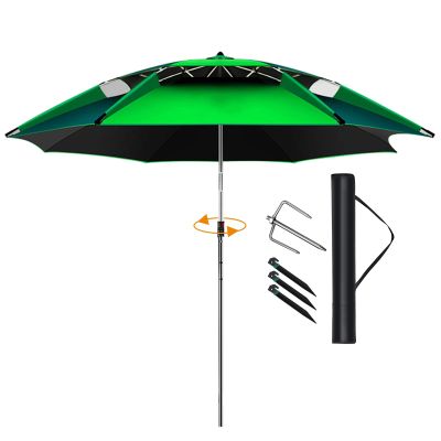 VEAUAS Umbrellas Water Proof Parasol Umbrella for Fishing, Camping, BBQ, Beach, Outdoor Garden, 360 Sun Shade Protection, Sunshade Shelter Outdoor Umbrella Canopy, with Ground Anchor