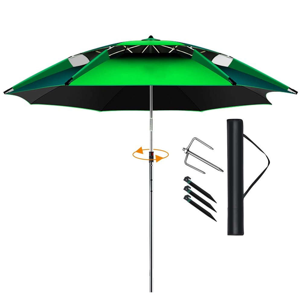 VEAUAS Umbrellas Water Proof Parasol Umbrella for Fishing, Camping, BBQ, Beach, Outdoor Garden, 360 Sun Shade Protection, Sunshade Shelter Outdoor Umbrella Canopy, with Ground Anchor