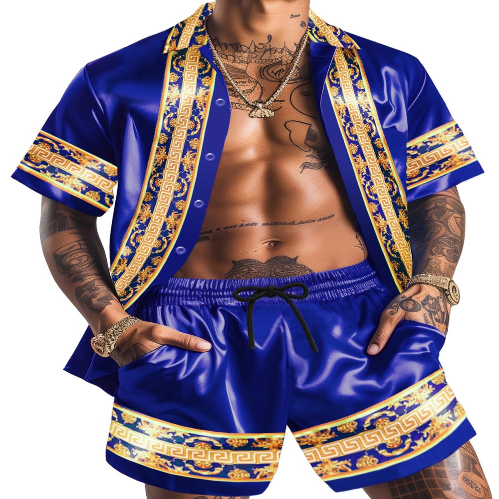 ZSJR Mens Hawaiian Shirt Black Satin Pajamas Dress Shirt Camisa Roja Para Hombre Clothing Clothing Sets Sexy Outfits Outfit Romper Men Romper Island Shirts Mens Tropical Shirts Short Sleeve for Men