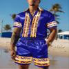 ZSJR Mens Hawaiian Shirt Black Satin Pajamas Dress Shirt Camisa Roja Para Hombre Clothing Clothing Sets Sexy Outfits Outfit Romper Men Romper Island Shirts Mens Tropical Shirts Short Sleeve for Men view 2