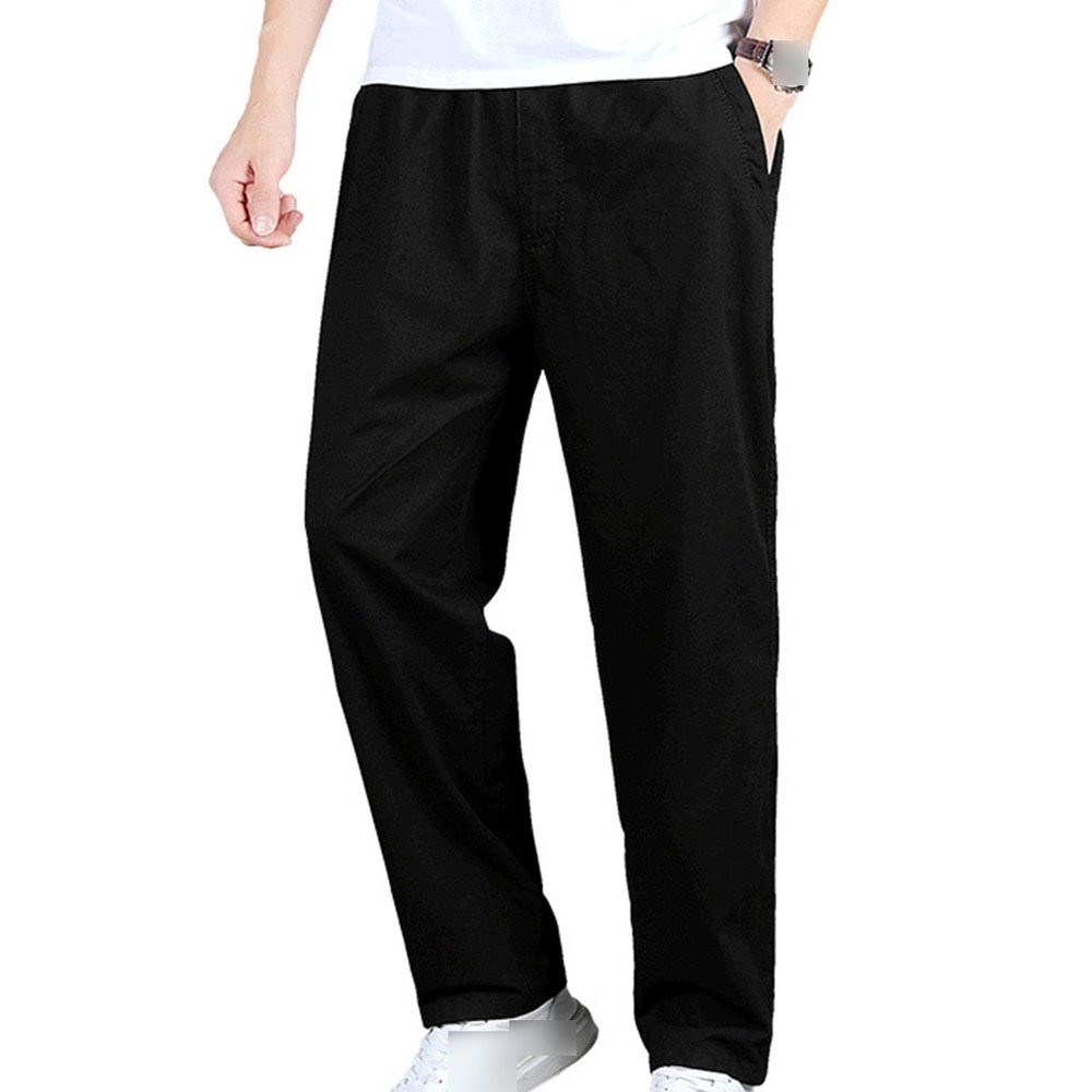 JEsilunmaMY Summer Casual Cargo Pants for Men Relaxed Fit Straight Joggers Trousers Lightweight Outdoor Hiking Lounge Pants (Black,XX-Large)