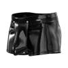 YiZYiF Men's Latex PVC Faux Leather Short Pants Solid Buckled Crotchless Boxer Shorts Hot Pants 4#Black BC Large view 3
