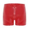 YiZYiF Men's Latex PVC Faux Leather Short Pants Solid Buckled Crotchless Boxer Shorts Hot Pants 5#Red CC Medium