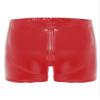 YiZYiF Men's Latex PVC Faux Leather Short Pants Solid Buckled Crotchless Boxer Shorts Hot Pants 5#Red CC Medium view 2