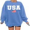 QAUN Oversized Usa Sweatshirt Women: Patriotic Tshirt 4th July Shirt Long Sleeve Casual Pullover Tops(Blue1, Medium) view 1