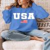 QAUN Oversized Usa Sweatshirt Women: Patriotic Tshirt 4th July Shirt Long Sleeve Casual Pullover Tops(Blue1, Medium) view 2