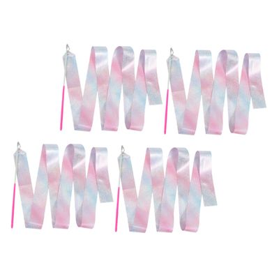 GANAZONO 4pcs Glitter Dance Ribbons for Boys and Girls Rhythmic Gymnastics Streamers Handles Art Dance Ribbons for Energetic Activities and