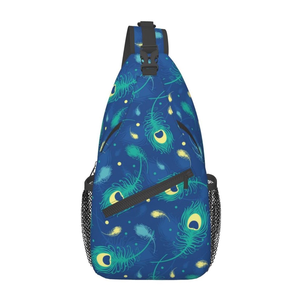 TKDYVAI Peacock Crossbody Bag Women Shoulder Bag Backpack Cute Sling Bag Chest Casual Daypack Feather Bag Outdoor
