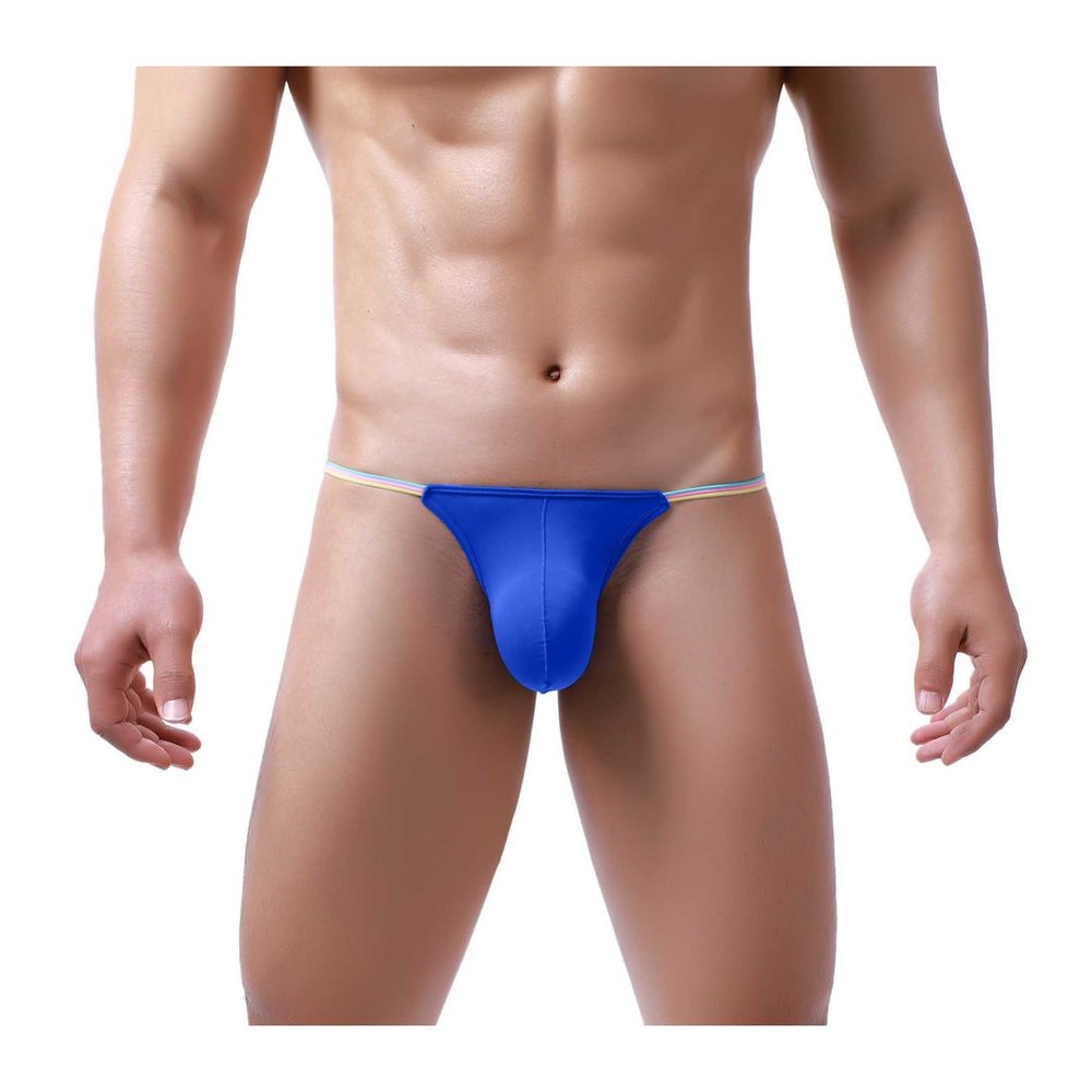 Aagomeyh Lingerie for Men Mens Crotchless Underwear See Through Mesh Breathable Male Thongs Blue