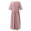 Akivide Womens Comfy Cotton Linen Loose Maxi Dress Solid Half Sleeve Crewneck Linen Dress Summer Beach Dress with Pockets view 4