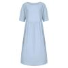 Akivide Womens Comfy Cotton Linen Loose Maxi Dress Solid Half Sleeve Crewneck Linen Dress Summer Beach Dress with Pockets view 3