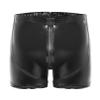 YiZYiF Men's Latex PVC Faux Leather Short Pants Solid Buckled Crotchless Boxer Shorts Hot Pants 5#Black CC Small view 1