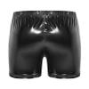YiZYiF Men's Latex PVC Faux Leather Short Pants Solid Buckled Crotchless Boxer Shorts Hot Pants 5#Black CC Small view 3