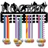 CREATCABIN Hockey Medal Hanger Display Medal Holder Rack Sport Frame Wall Mount Decor Small Hooks Iron Metal Medal Hangers Organizer for Hanging 40+ Medals Awards Player Medalist 11.4 x 5.1Inch Black view 1