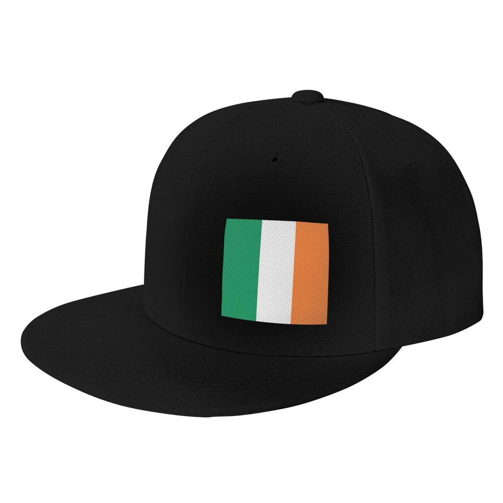 Irish Flag Custom Baseball Cap with Print Photo, Personalized Adjustable Summer Sun Hat Unisex Black