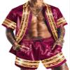 ZSJR Mens Hawaiian Outfit Track Suits Clothes Satin African 2 Piece Set Luxury Camisa Polo Para Hombre Kawaii 70s Outfit Halloween Autumn Casual Solid Overall Romper Resort Wear Aloha Shirt for Men view 1