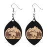 Bear Wood Forests Mountain Wooden Drop Earrings Teardrop Dangle Jewelry Fashion Pendant Earrings for Women, Apricot shaped, style view 1