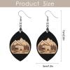 Bear Wood Forests Mountain Wooden Drop Earrings Teardrop Dangle Jewelry Fashion Pendant Earrings for Women, Apricot shaped, style view 2