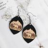 Bear Wood Forests Mountain Wooden Drop Earrings Teardrop Dangle Jewelry Fashion Pendant Earrings for Women, Apricot shaped, style view 3