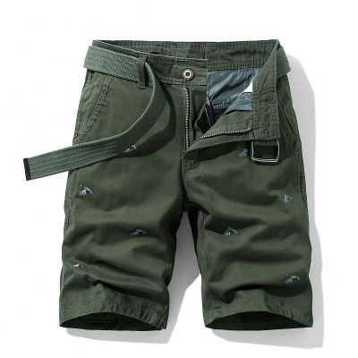 Dawery Cargo Shorts Men Cotton Embroidery Bermuda Male Summer Men's Military Zipper Pants Male Baggy Tactical Shorts Green 32
