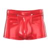 YiZYiF Men's Latex PVC Faux Leather Short Pants Solid Buckled Crotchless Boxer Shorts Hot Pants 4#Red BC XX-Large view 1