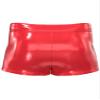 YiZYiF Men's Latex PVC Faux Leather Short Pants Solid Buckled Crotchless Boxer Shorts Hot Pants 4#Red BC XX-Large view 4