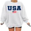 QAUN Oversized Usa Sweatshirt Women: Patriotic Tshirt 4th July Shirt Long Sleeve Casual Pullover Tops(White1, Small) view 1