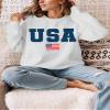 QAUN Oversized Usa Sweatshirt Women: Patriotic Tshirt 4th July Shirt Long Sleeve Casual Pullover Tops(White1, Small) view 2