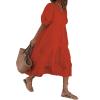Women Summer Cotton Linen Short Sleeve Tiered Maxi Dress Crewneck Casual Loose Solid Flowy Beach Swing Midi Tshirt Tunic Dress Plus Size view 1