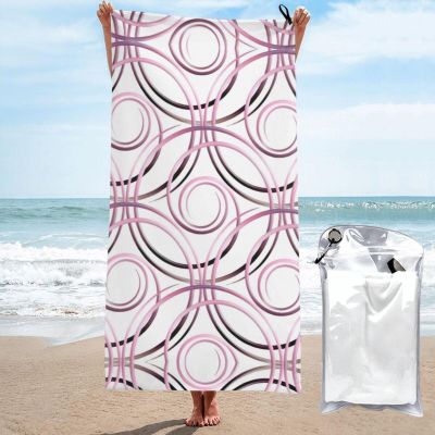 Yssammns Quick Dry Towel, Abstract Japanese Circles Pink Pattern Microfiber Beach Towel Travel Towel for Sports, Beach, Camping, Picnic, Hiking and Yoga 27.5"x55"