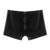 YiZYiF Men's Latex PVC Faux Leather Short Pants Solid Buckled Crotchless Boxer Shorts Hot Pants 5#Black CC Medium view 4