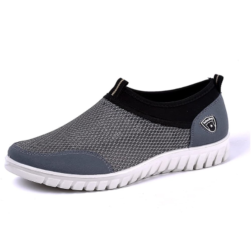 Mens Breathable Casual Loafers Mesh Summer Lightweight Slip-on Shoes Comfortable Outdoor Driving Travel Stylish 7.5 Grey